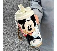 Shein 1 pieza Taza de viaje de acero inoxidable de 18 onzas con Mickey Mouse con tapa - a prueba de fugas, taza de café aislada para bebidas calientes y frí