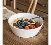 Shein 1 pieza Tazón redondo beige con diseño abstracto salpicado, tazón de sopa con patrón de puntos salpicados, tazón de fideos, tazón para ensalada, plato