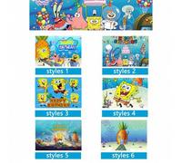 Shein 1 pieza Tela de fondo para fiesta de cumpleaños con tema de Bob Esponja, regalo de Halloween y Navidad, tela de poliéster duradera, con "Feliz Cumplea