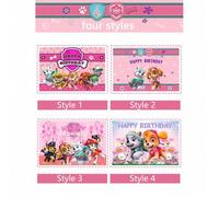 Shein 1 PIEZA Tela de fondo para fiesta de cumpleaños con tema de Paw Patrol, regalos de Halloween y Navidad, tela de poliéster duradera, con "Feliz Cumplea