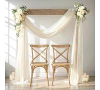 Shein 1 pieza Tela para decorar arco de boda, Cortina traslúcida para arco de boda de 28" x 19' de color marfil, Tela para cortina de arco de boda para deco