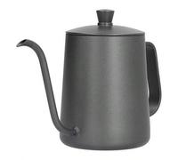 Shein 1 PIEZA Tetera de cuello de cisne negra de acero inoxidable, cafetera de goteo manual, cafetera espresso, recipiente de metal con tapa, espumadera de