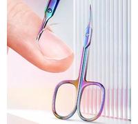 Shein 1 pieza Tijeras de uñas de hoja curva de acero inoxidable, tijeras pequeñas multiusos para uñas, cejas, pestañas, piel seca, herramientas de arte de u