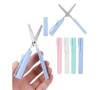 Shein 1 pieza, Tijeras plegables 2 en 1 creativas, útiles escolares mini plegables, tijeras de arte portátiles para estudiantes, cuchillas multifunción, úti