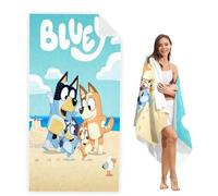 Shein 1 PIEZA Toalla con diseño de animación de Bluey-S Happy Play At The Seaside - Toalla suave de dibujos animados para la piscina, regalo adecuado para v