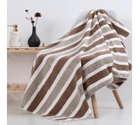 Shein 1 pieza Toalla de baño de felpa de coral gruesa, a rayas de café, 70*140cm, altamente absorbente y sin pelusa, para uso doméstico, decoración del baño