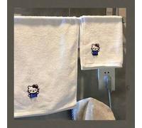 Shein 1 pieza Toalla de compresa caliente con máscara de Hello Kitty blanca de Sanrio, toalla de vapor facial reutilizable para el cuidado de la piel con ca