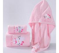 Shein 1 pieza Toalla de mano/cabello suave y absorbente de felpa de coral con el personaje de dibujos animados Sanrio Hello Kitty, de secado rápido y sin pe