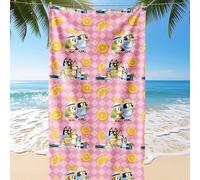 Shein 1 pieza Toalla de playa Bluey, toalla de baño con estampado de Bluey y naranja, toalla de moda de playa, toalla de baño súper absorbente y cómoda de m