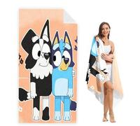 Shein 1 PIEZA Toalla de playa con diseño de Bluey-S, toalla de dibujos animados suave para piscina, regalo adecuado para viajes, playa, gimnasio, ducha, cam