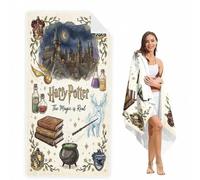 Shein 1 pieza Toalla de playa con estampado de arte vintage "La magia es real" de Harry Potter, Hogwarts, ideal para la playa, la piscina, las vacaciones, e