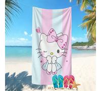 Shein 1 pieza Toalla de playa con tema de Hello Kitty rosa - Un artículo esencial con tema de dibujos animados diseñado para la playa, la natación, el campi