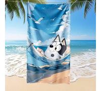 Shein 1 pieza Toalla de playa de Bluey, toalla de baño con estampado de Bluey y gaviota, toalla de playa de estilo de moda, toalla de baño superabsorbente y