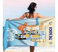 Shein 1 pieza Toalla de playa de la familia Bluey, con 10 patrones diferentes de Bluey disponibles, toalla de playa de moda, súper absorbente, adecuada para