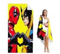 Shein 1 PIEZA Toalla de playa de la serie Disney Marvel Wolverine Deadpool - Liviana y de secado rápido de microfibra, diseño a prueba de arena, adecuada pa