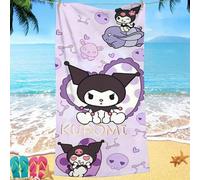 Shein 1 pieza Toalla de playa de microfibra de Sanrio Kuromi - Ultra suave, de secado rápido, súper absorbente y de estilo moderno extra grande, con tema de