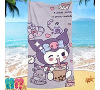 Shein 1 pieza Toalla de playa de microfibra ultra suave de Sanrio Kuromi - Toalla impresa de estilo moderno, súper suave y de secado rápido, adecuada para H