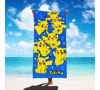 Shein 1 pieza Toalla de playa estilo Pokemon Pikachu de estilo de moda, toalla de doble cara, toallas de baño ultra finas y súper absorbentes, para natación