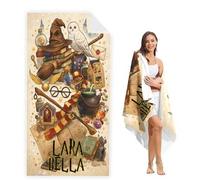 Shein 1 pieza Toalla de playa personalizada con elementos mágicos de Harry Potter, toalla de verano con estampado vintage del mundo mágico, ideal para la pl