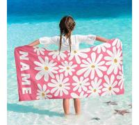 Shein 1 pieza Toalla de playa personalizada con nombre para niño o niña, toalla de playa clásica con flores de varios colores para niños y padres, absorbent