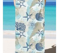 Shein 1 pieza Toalla de playa/toalla de mano con estampado de vida marina, derechos de autor adquiridos, esencial para el verano, vacaciones y playa