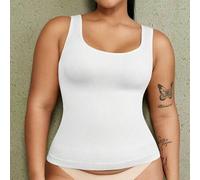 Shein 1 pieza Top moldeador negro sin costuras de talla grande para mujer, moldeador corporal ligero que da forma al abdomen plano con cinturón de cintura