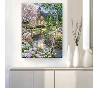 Shein 1 pieza Último diseño popular y hermoso de una cabina forestal 5D Diamond Painting Kit, obra de arte de mosaico de diamante de cristal DIY, decoración