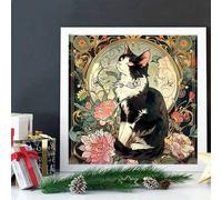 Shein 1 pieza Último kit de pintura de diamantes 5D talla grande vendido, diseño de tema de gato creativo, pintura de diamantes de diamante completo, arte y