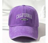Shein 1 pieza Unisex Gorra de béisbol lavada en estilo morado Y2k con bordado "California West Coast", sombrero de protección solar al aire libre para depor
