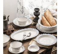 Shein 1 pieza Vajilla de cerámica con esmalte de horno, platos y tazones, ideal para desayuno, brunch, pasta, ensaladas, etc. Adecuado para cocinas doméstic