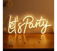 Shein 1 pieza Vamos a Fiesta Vamos a Bailar Vamos a Ir Vamos a Comer Vamos a Brillar Letrero de neón - Luz LED alimentada por USB para decoración de fiesta,
