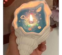 Shein 1 pieza Vela aromática con decoración de concha marina y estrella de mar en estilo marino, vela de cera en gel (algunos accesorios de decoración son a
