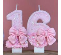 Shein 1 pieza Vela con forma de número, Velas con números del 0 al 9, Velas con números preferidos románticos para decoración de pasteles de cumpleaños, fie
