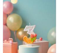 Shein 1 pieza Vela con número de flor de tulipán, diseño creativo y colorido, números del 0 al 9, decoración de pastel, perfecta para fiestas de cumpleaños,