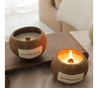 Shein 1 pieza Vela de cera de coco con mecha de madera - Vela perfumada natural de larga duración, adecuada para el hogar, dormitorio, decoración de fiestas