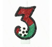 Shein 1 pieza Vela de cumpleaños con número 0-9 de fútbol, estilo deportivo, Copa del Mundo, adecuada para decoración de pasteles, mesa de postres, vela de