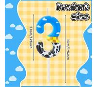 Shein 1 pieza Vela de cumpleaños con números de tema de mezclilla (0-9 años), velas con dígitos creativas de Príncipe y Princesa para fiesta de celebración,