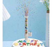 Shein 1 pieza Vela de fuegos artificiales de caramelo con música, decoración de pastel de cumpleaños de payaso bromista, vela de spray divertida, suministro