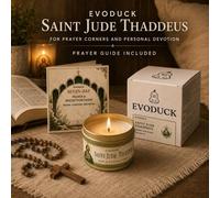 Shein 1 pieza Vela de lata de oración de Tadeo, incluye manual de guía de oración y reflexión de 7 días, vela devocional católica, adecuada para altar del h