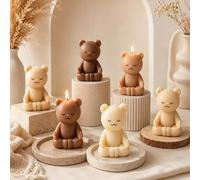 Shein 1 pieza Vela decorativa de oso hecha a mano, regalo festivo, vela aromática desodorizante para interiores, fragancia fresca y duradera, Día de San Val