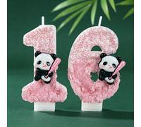 Shein 1 pieza Vela numérica de panda rosa lindo, decoración de pastel, adecuada para fiesta de cumpleaños, reunión festiva