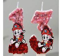 Shein 1 pieza Vela numérica de Ryder de Paw Patrol, vela de cumpleaños creativa con brillo para decoración de pastel y fiestas, adecuada para diversas decor