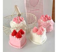 Shein 1 pieza Vela perfumada con aroma a tarta de fresa con crema rellena realista (8cm/3.14in), vela con forma creativa, hecha a mano de cera de soja, vela