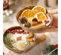 Shein 1 pieza Vela perfumada en tazón de coco, diseño de vela creativo, vela perfumada con flores secas, adecuada para decoración del hogar y dormitorio, de