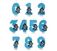Shein 1 pieza Velas de cumpleaños con números creativos del 0 al 9 de Bluey, hechas a mano, decoración de cumpleaños para el primer año, decoración de regal