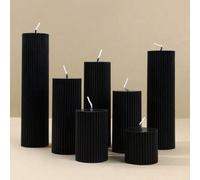 Shein 1 pieza Velas decorativas con rayas de estilo nórdico, velas aromáticas cilíndricas de alta gama con estilo retro, velas decorativas para bodas, velas