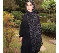 Shein 1 pieza Velo/Hijab de mujer con estampado de leopardo y pintura de tinta en estilo bohemio, para uso diario y casual, adecuado para todas las estacion