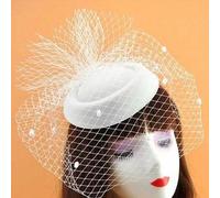 Shein 1 pieza Velo negro/Sombrero mini con flores de plumas con lunares, Tocado de fieltro mezcla retro versátil para fiestas formales, cócteles, escenario,