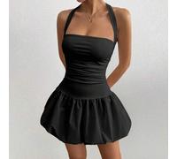 Shein 1 pieza Vestido de punto casual, lindo y elegante de unicolor, con espalda descubierta, adecuado para eventos de noche, citas, vacaciones, bodas, todo