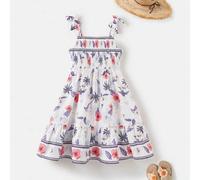 Shein 1 pieza Vestido de tirantes holgado con estampado floral elegante y urbano para niñas preadolescentes, adecuado para uso casual diario, exterior, reun